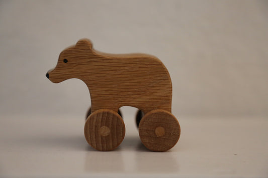 Wooden Baby Bear on Wheels