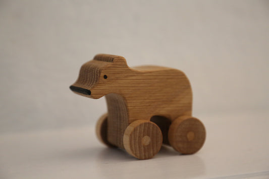 Wooden Baby Bear on Wheels
