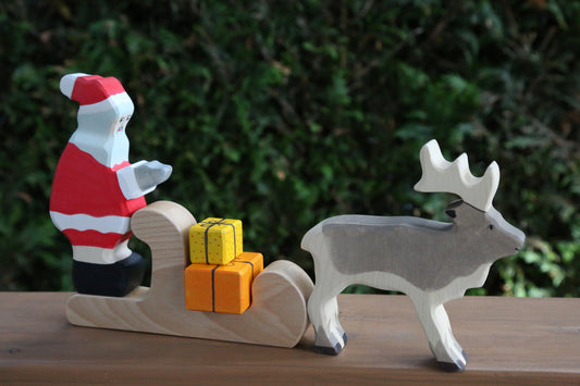 Father Christmas with Sleigh & Reindeer Set