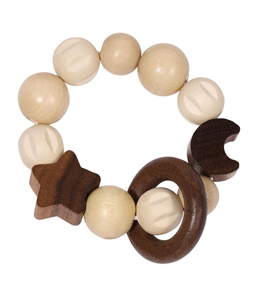 Stars and Moon Wooden Rattle for Baby